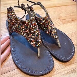 Lalibela Beaded Multicolor Leather Sandals